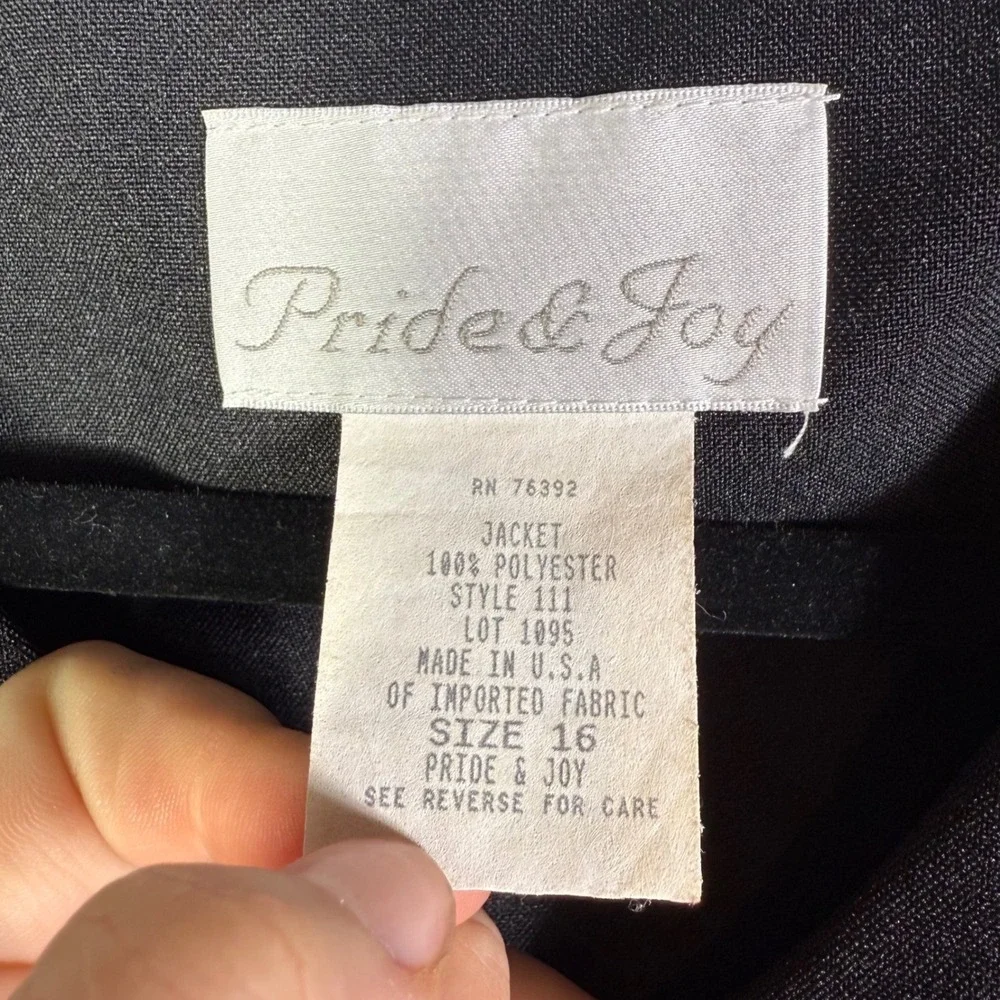 Vintage Pride & Joy Womens Black Short Sleeve Button Front Blouse Size 16 - Picture 5 of 6